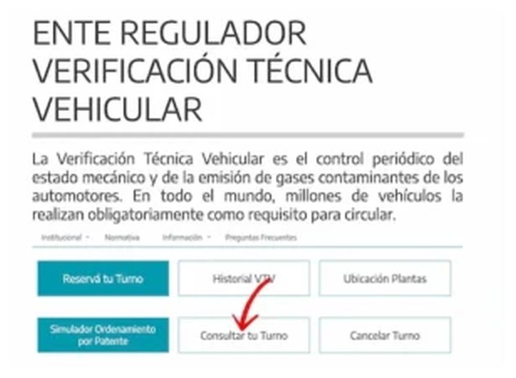 Paso 1 para consultar o cambiar el turno de la VTV en Munro