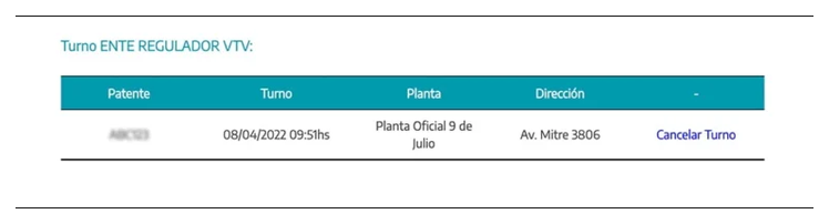 Paso 3 para consultar o cambiar el turno de la VTV en Munro